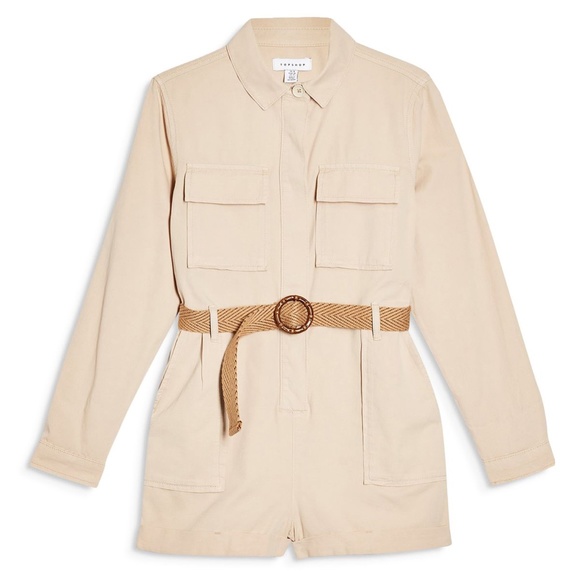 TOPSHOP Khaki Belted Utility Romper - Picture 2 of 7